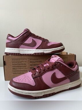 Nike Dunk Low Pink and Burgundy Two-Tone Sneakers